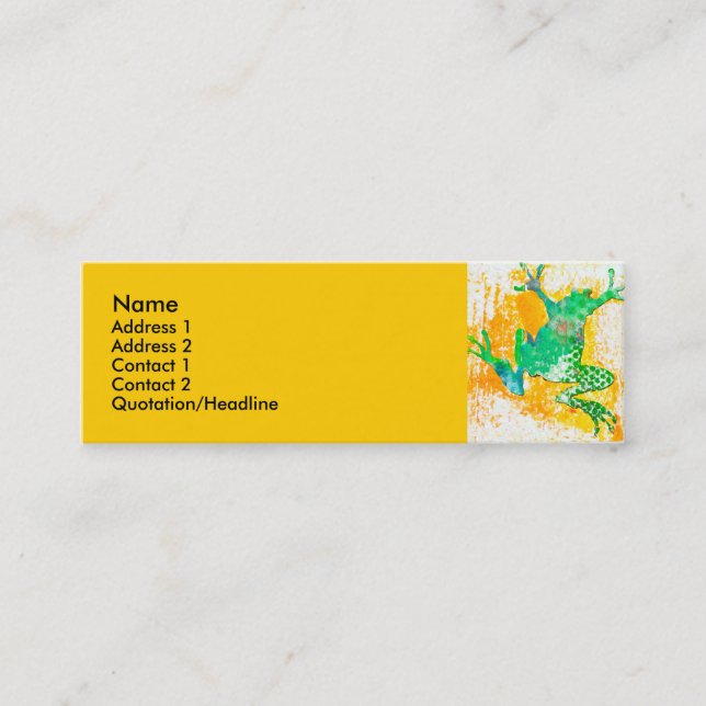 Cool Green Frog Animal Watercolor Mini Business Card (Front)
