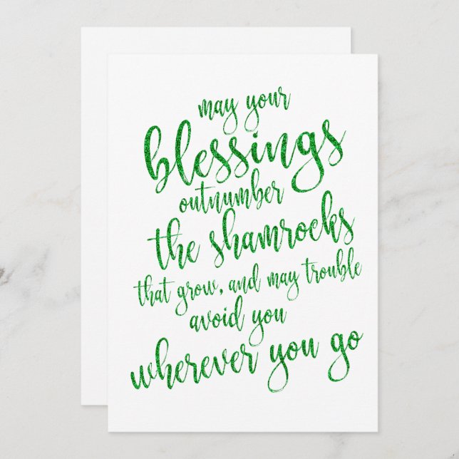 Cool Green Glitter St patrick's Day Party Invitation (Front/Back)