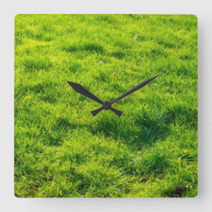 Cool Green Grass Print Wall Clock
