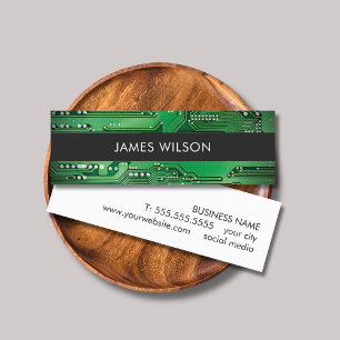 Cool Green Grey Circuit Consultant Mini Business Card