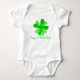 Cool Green Irish Shamrock Clover Patrick's Day Baby Bodysuit