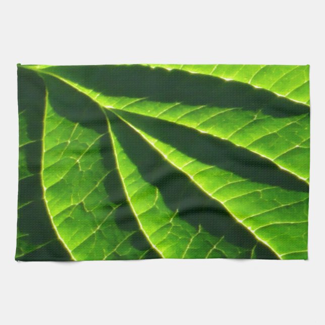 Cool green leaf tea towel (Horizontal)
