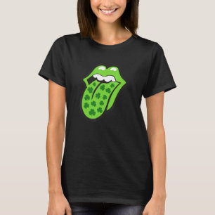 Cool Green Lips Lucky Shamrock Irish Clover St Pat T-Shirt