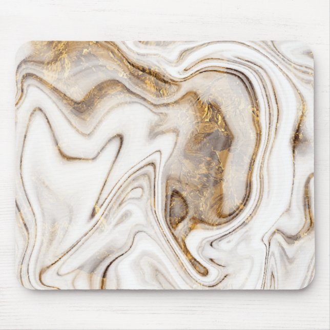 Cool Green Marble Gold White Mouse Mat (Front)