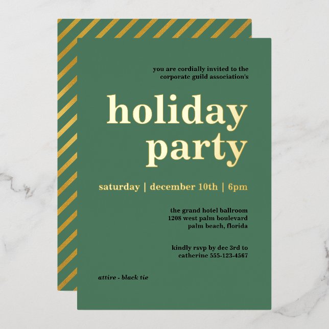 Cool Green Minimalist Corporate Holiday Party (Front/Back)