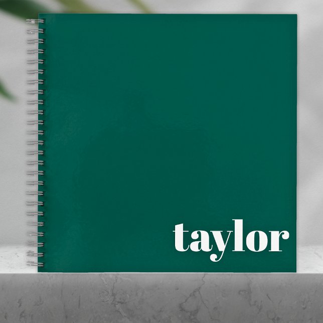 Cool Green Modern Minimalist Trendy Personalised Notebook (Creator Uploaded)