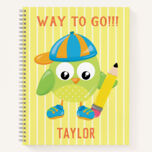 Cool Green Owl Way to Go Notebook