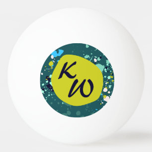 Cool Green Paint Splatter Initial Ping Pong Ball