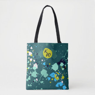 Cool Green Paint Splatter Initial  Tote Bag