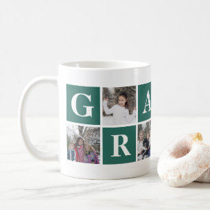 Cool Green Photo Collage Grandma and Grandpa Mugs