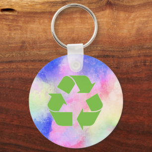 Cool Green Recycle Logo   Reduce Re-use Re-Cycle Key Ring