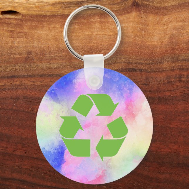 Cool Green Recycle Logo | Reduce Re-use Re-Cycle Key Ring (Front)