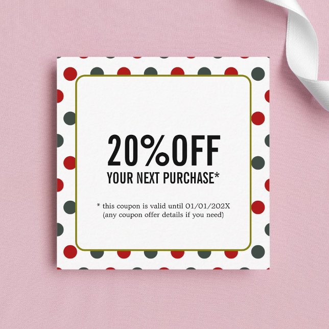 Cool Green Red Dotted Bold Beauty Salon Coupon (Creator Uploaded)