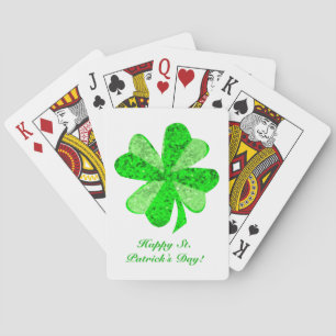 Cool Green Shimmering Shamrock St. Patrick's Day Playing Cards