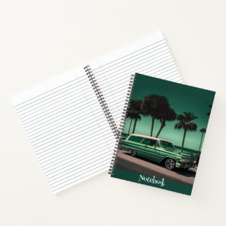 Cool Green & Silver Car at the Beach Notebook