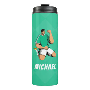 Cool Green Soccer Player Personalised Modern Sport Thermal Tumbler