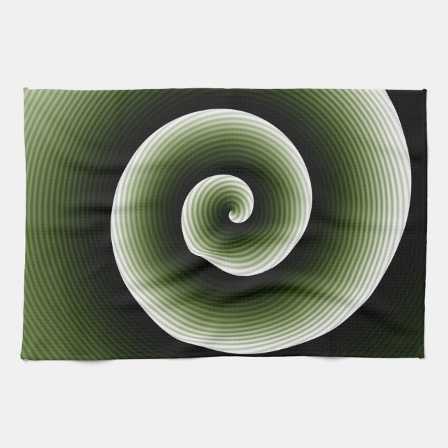 COOL Green Spiral Pattern Tea Towel (Horizontal)