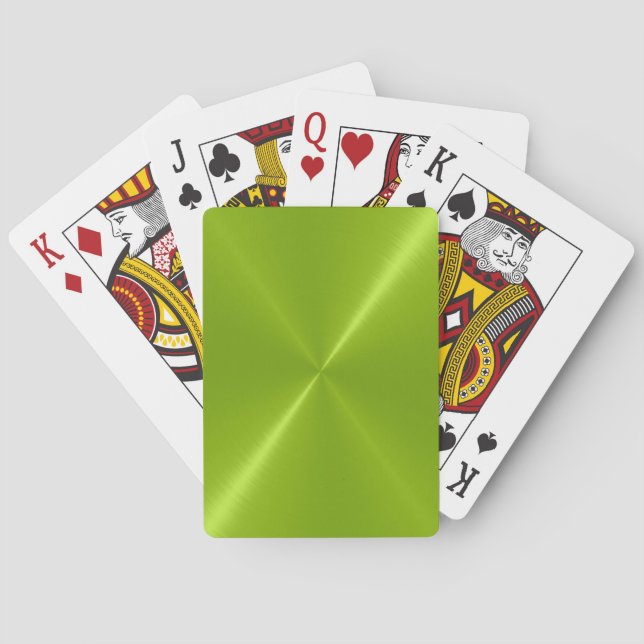 Cool Green Stainless Shiny Metallic Playing Cards (Back)