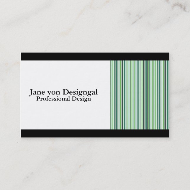 Cool Green Stripes Business Card (Front)