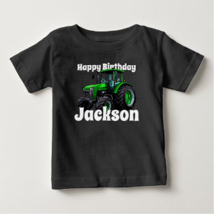 Cool Green Tractor Birthday Baby T-Shirt