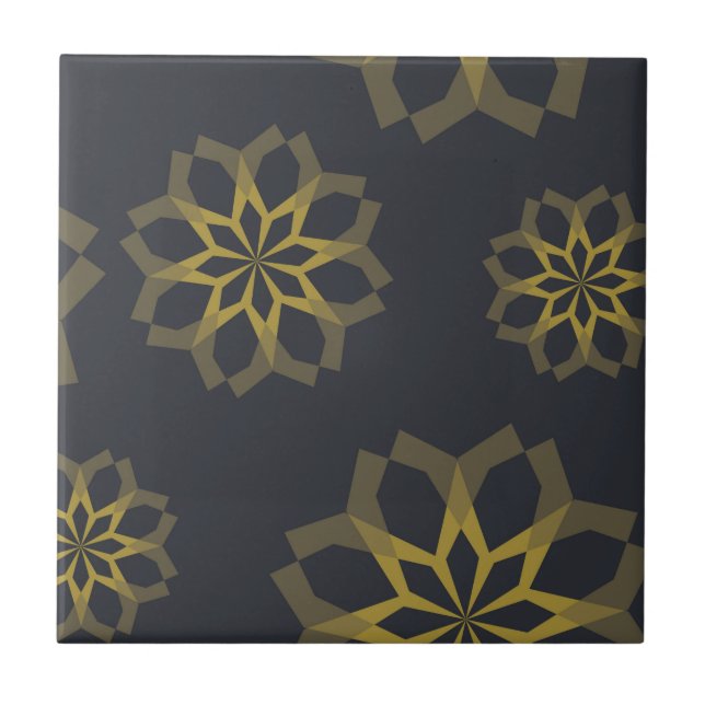 Cool, green, unique, modern trendy flower abstract tile (Front)