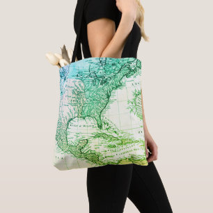 Cool Green Vintage Map of North America Travelers Tote Bag
