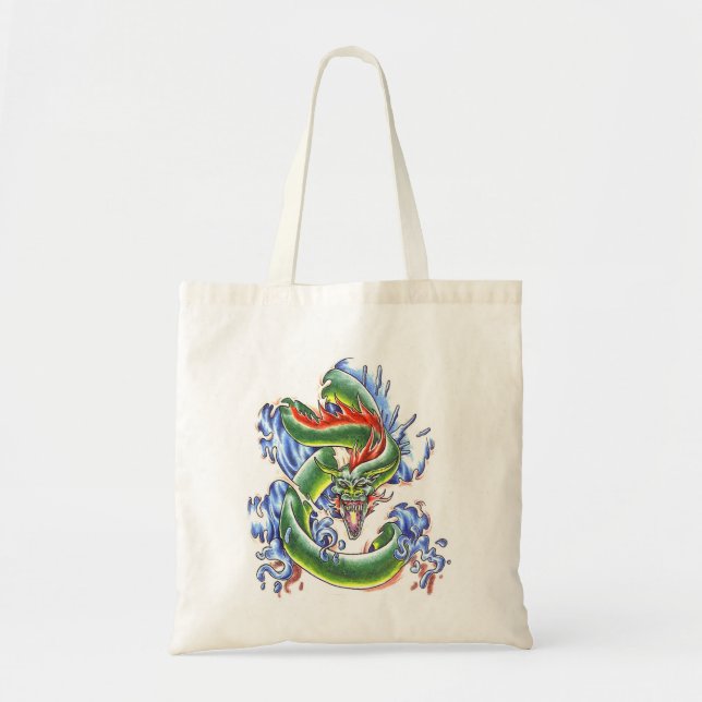 Cool  green water dragon  tattoo bag (Front)