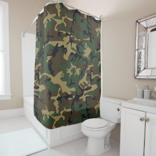 Cool Green woodland camouflage pattern Shower Curtain
