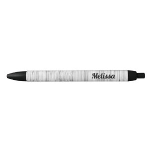 Cool grey bamboo wood print Monogram Black Ink Pen
