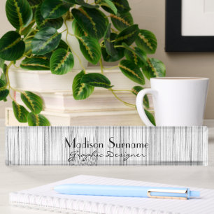 Cool grey bamboo wood print with text nameplate