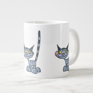 Cool Grey Cartoon Cat Large Coffee Mug