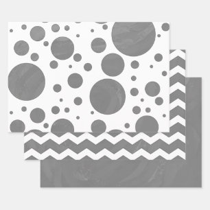 Cool Grey Coordinated Patterns Wrapping Paper Sheet