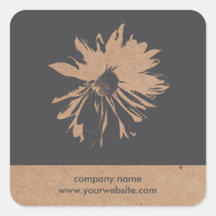 Cool Grey Floral Kraft Paper Florist Sticker