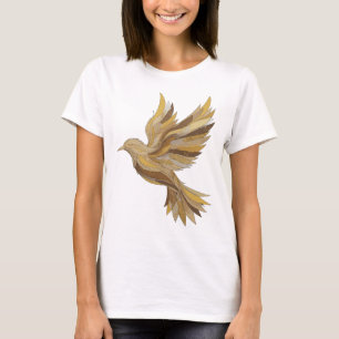Cool Grey GOLDEN BIRD Slogan Design T-Shirt