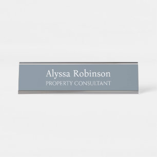 Cool Grey Professional Desk Name Plate