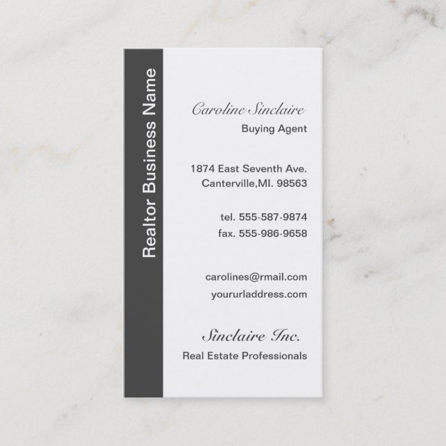 Cool Grey Realtor Business Cards (Front)