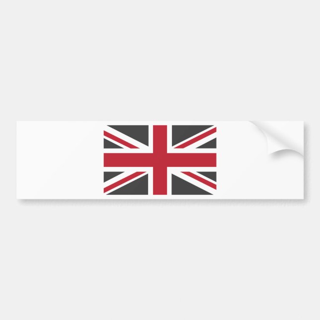 Cool Grey Red Union Jack British(UK) Flag Bumper Sticker (Front)
