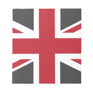 Cool Grey Red Union Jack British(UK) Flag Notepad