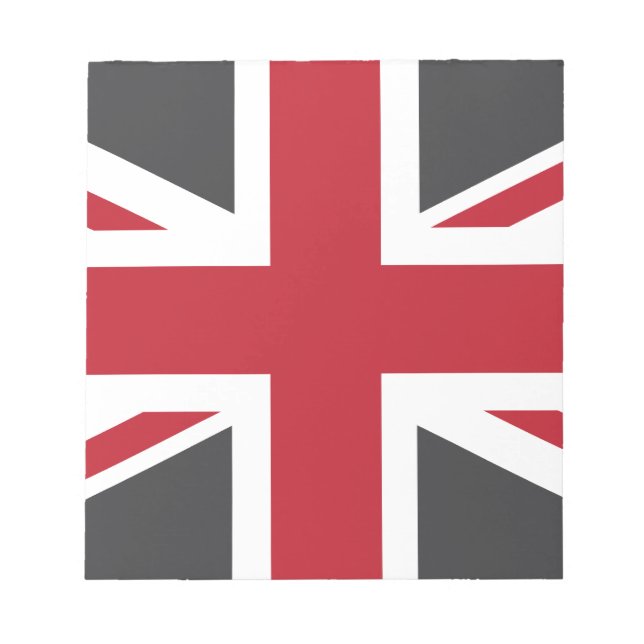 Cool Grey Red Union Jack British(UK) Flag Notepad (Front)