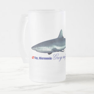 Cool Grey reef shark Frosted Glass Beer Mug