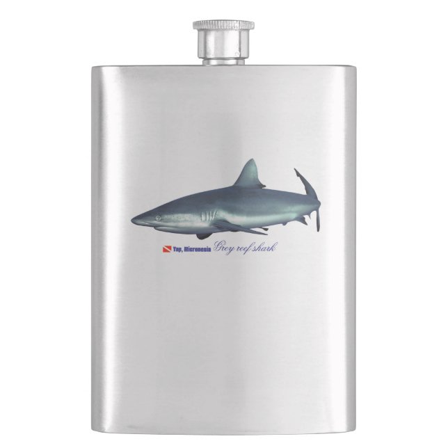 Cool Grey reef shark Hip Flask (Front)