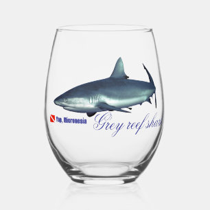 Cool Grey reef shark Stemless Wine Glass