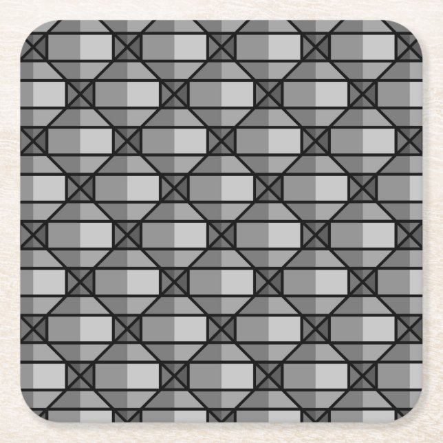 Cool Grey Shaded 3-Dimensional Pattern Square Paper Coaster (Front)