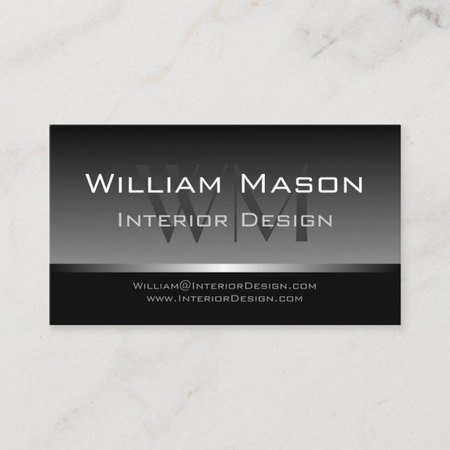 Cool Grey & Silver Stripe Professional Bus Card (Front)