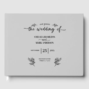 Cool Grey Trendy Script Wedding Guest Book