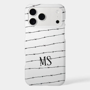 Cool grey white black barbed wire pattern Monogram