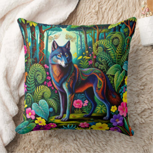 Cool Grey Wolf Fairy Animal Cushion