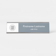 Cool Grey Your Logo Modern Desk Name Plate