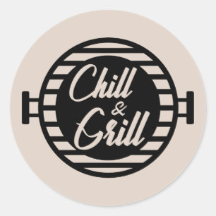 Cool grill chill word art  classic round sticker