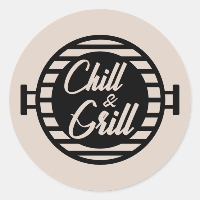 Cool grill chill word art  classic round sticker (Front)